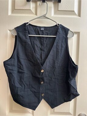Black Button Front Vest